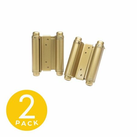 TRANS ATLANTIC CO. 4 in. Double Acting Spring Hinge in Bright Brass (Set of 2) DH-TAN5004-US3